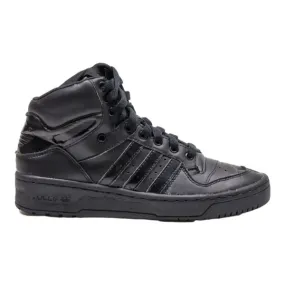 ADIDAS High Top Trainers Black Leather Womens UK 4.5