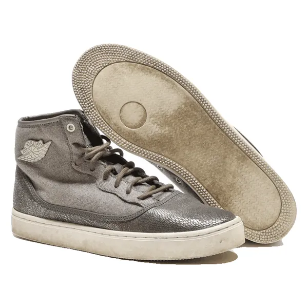 AIR JORDAN High Top Trainers Grey Canvas Boys UK 6.5