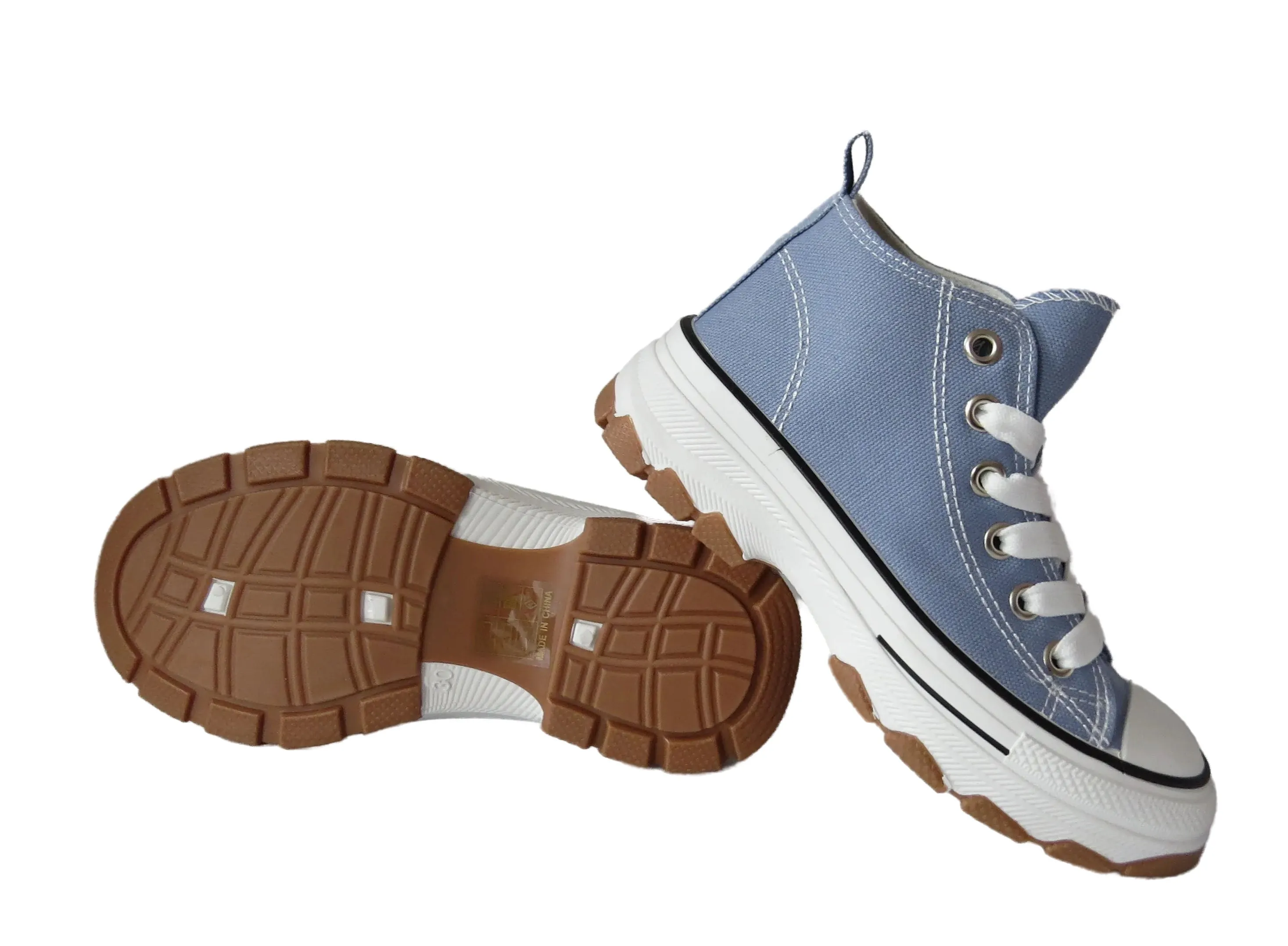 Alexis Girls High Top Canvas Chunky Platform Heel Girls Trainers Sneakers Shoes