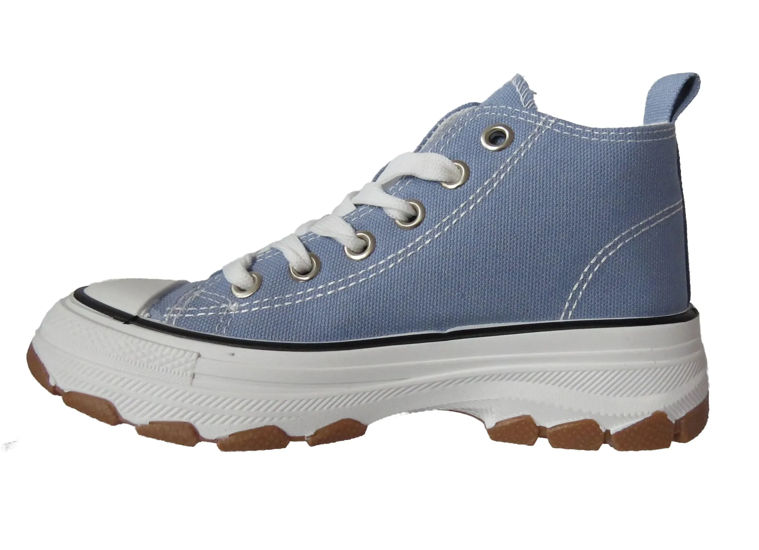 Alexis Girls High Top Canvas Chunky Platform Heel Girls Trainers Sneakers Shoes