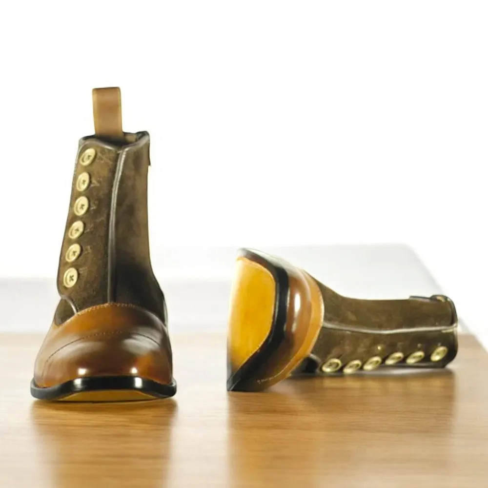 Ankle High Men's Brown Button Boot