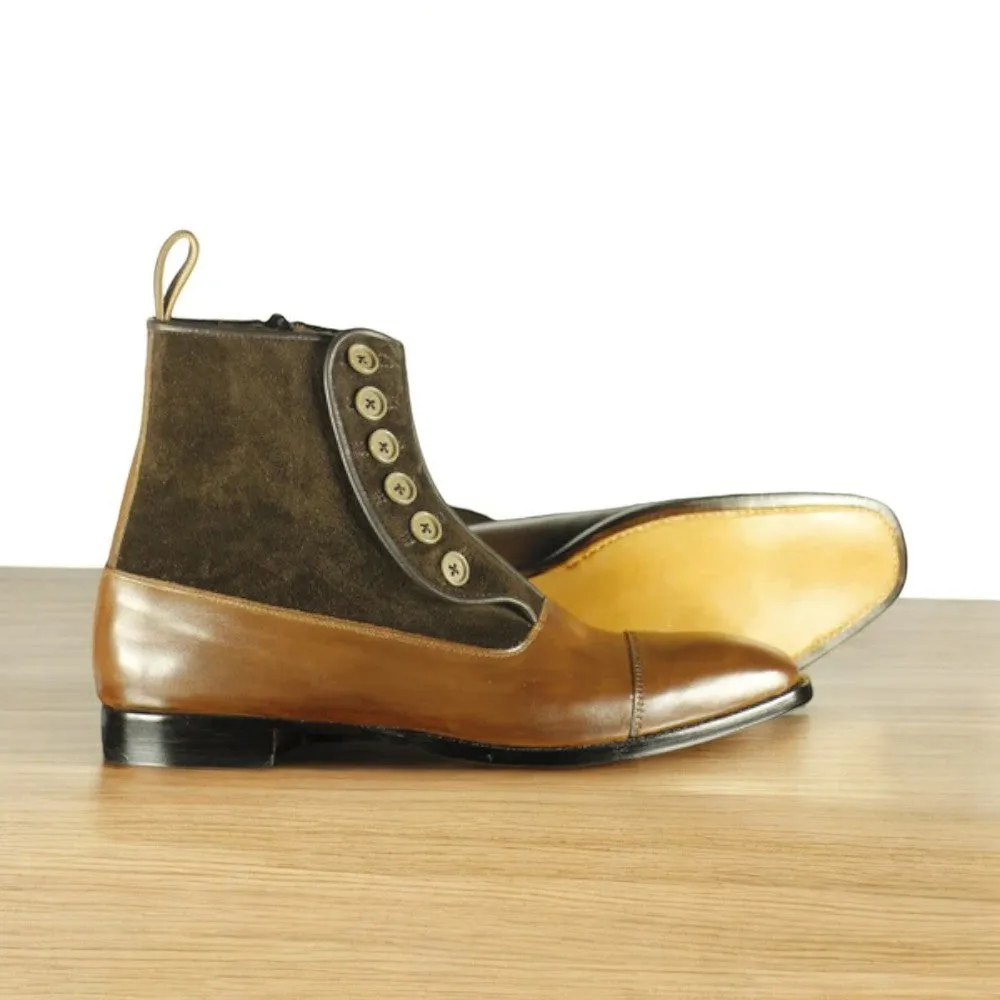 Ankle High Men's Brown Button Boot