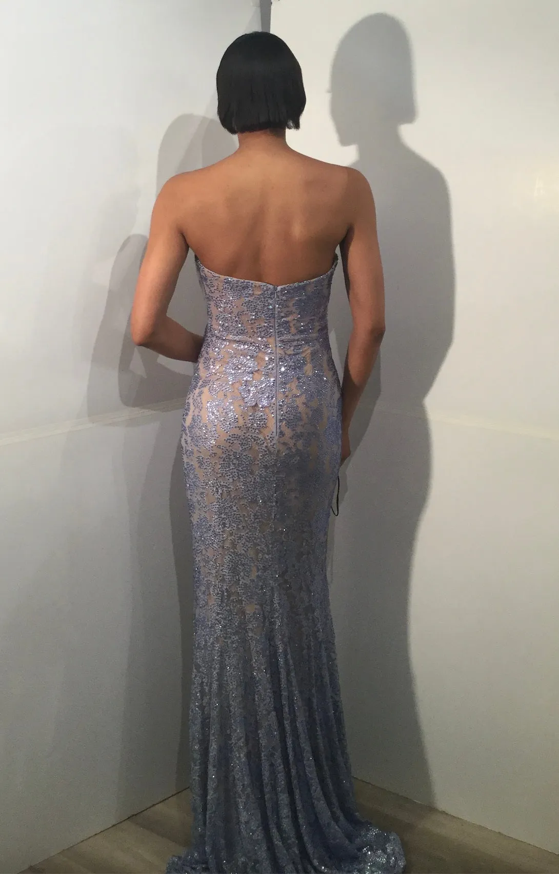 Applique Fitted One Shoulder Slit Gown by Jovani 43753