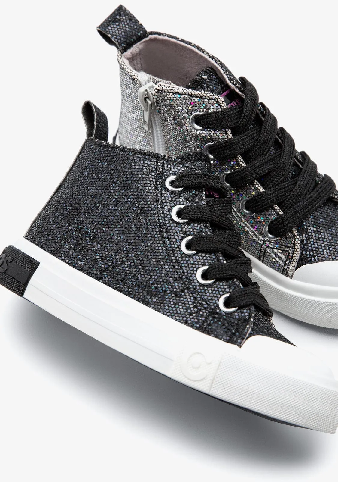 Black Glitter High Top Sneakers