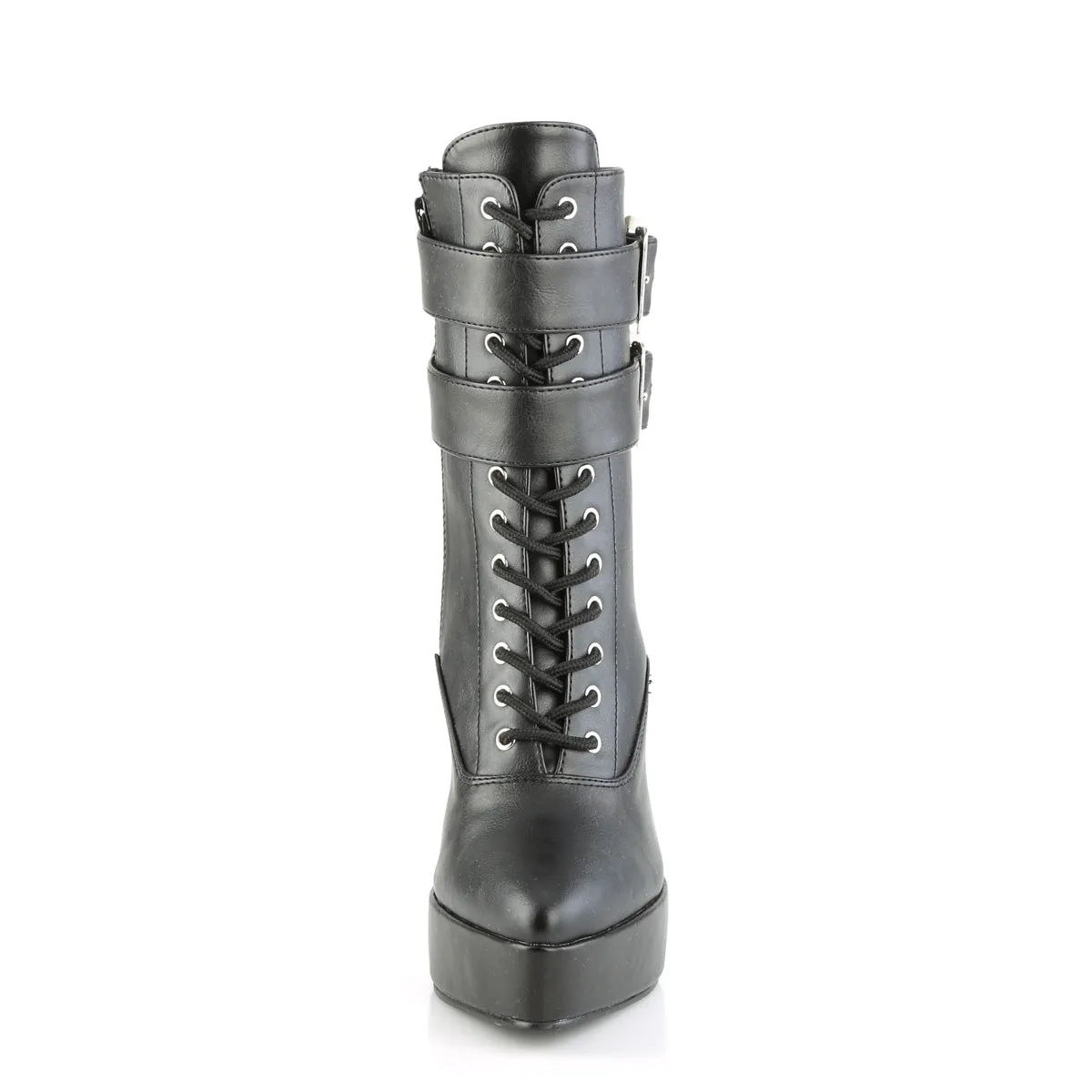 Buckle Lace-Up Ankle Boots with 5-inch Heel INDULGE-1026