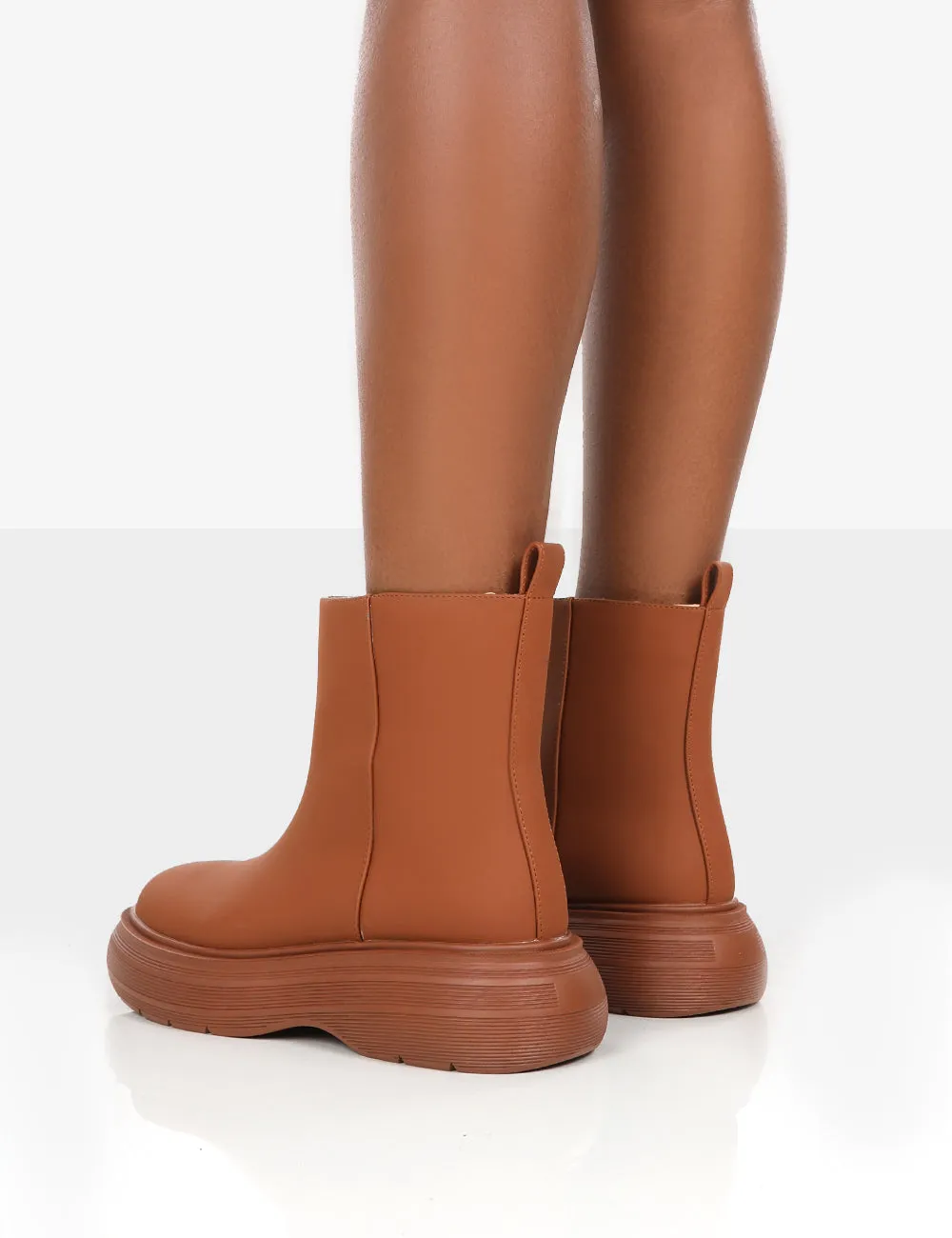 Caia Tan Chunky Sole Ankle Boot