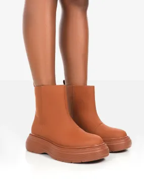 Caia Tan Chunky Sole Ankle Boot