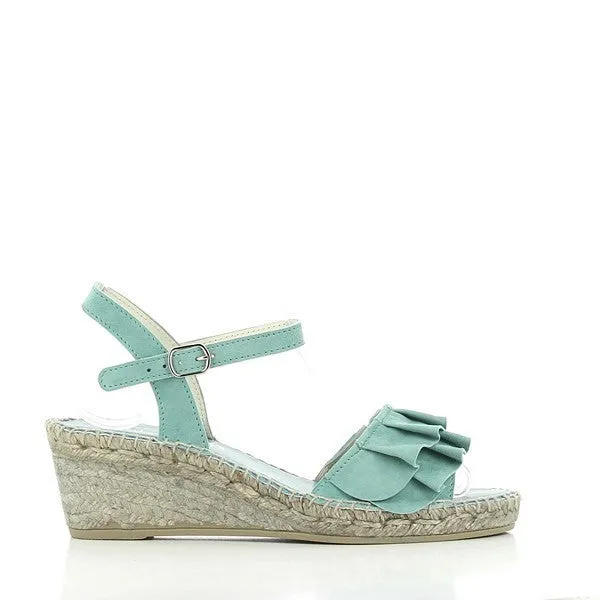 Calzanor 743 Turquoise Slingback Wedge Espadrilles