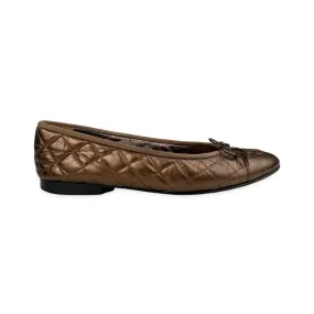 Chanel Bronze Quilted Lambskin Ballerina Flats