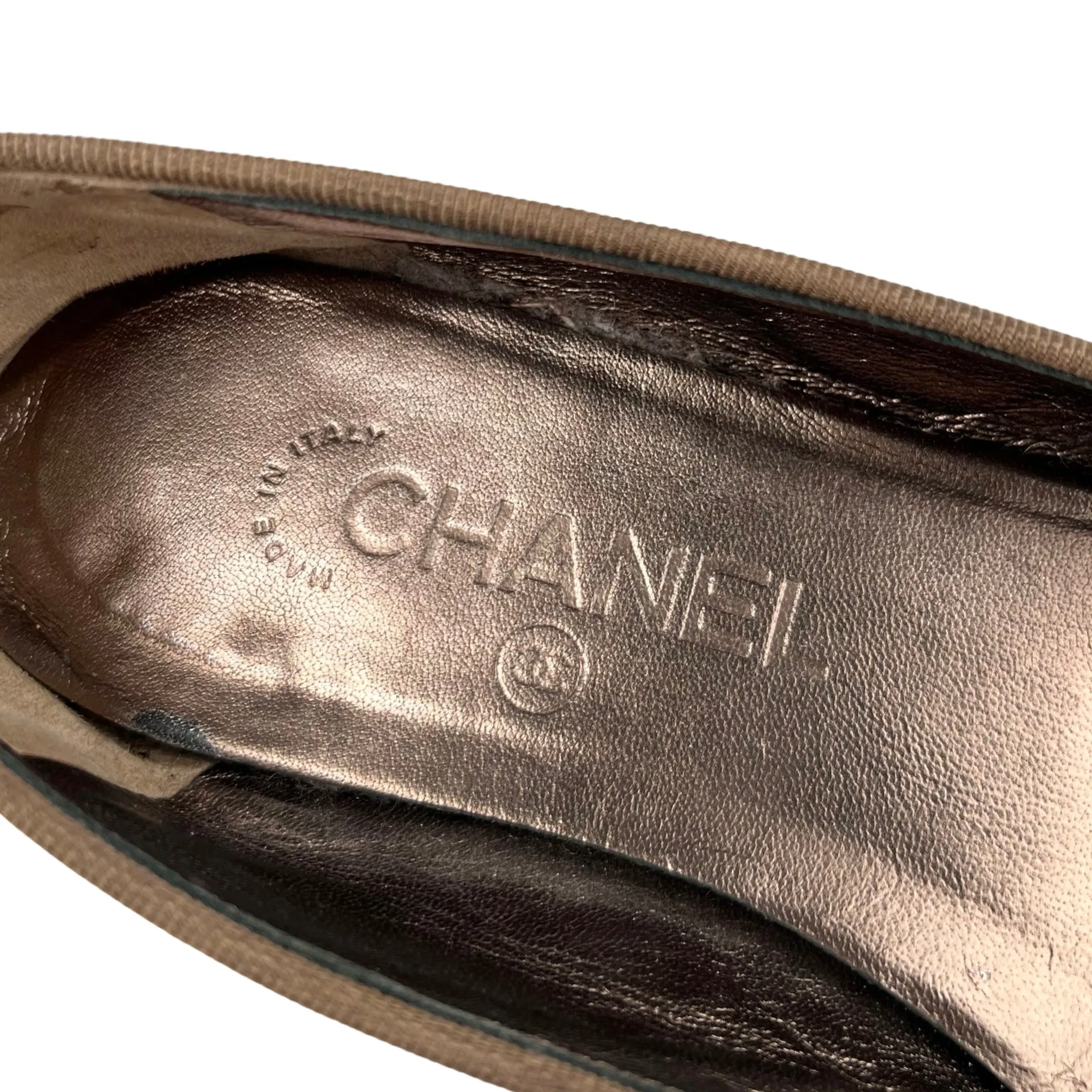 Chanel Bronze Quilted Lambskin Ballerina Flats