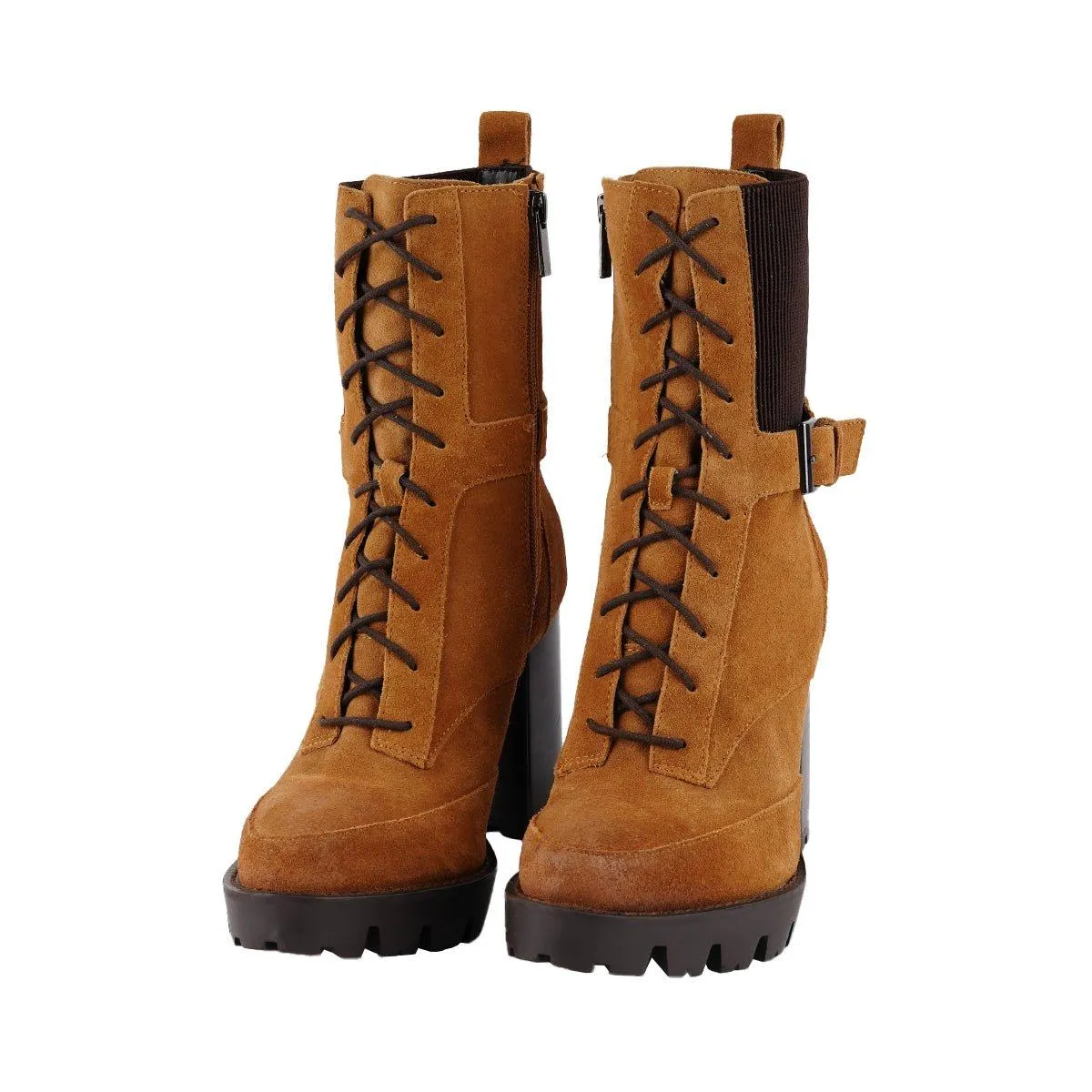 Charles By Charles David Gimmick Combat Ankle Boots Leather Brown Colour For Women