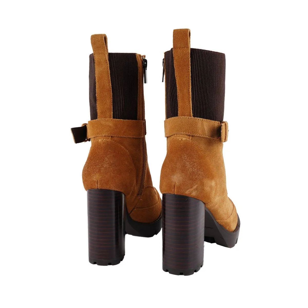 Charles By Charles David Gimmick Combat Ankle Boots Leather Brown Colour For Women