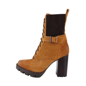 Charles By Charles David Gimmick Combat Ankle Boots Leather Brown Colour For Women