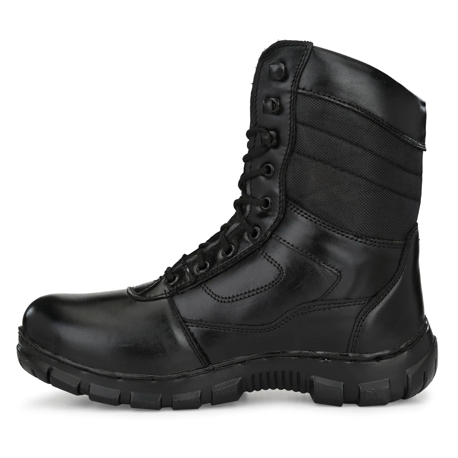Eego Italy Genuine Leather Army Combat All Weather Hikking & Bikking Boots ARM-3-BLACK (Sale@649)