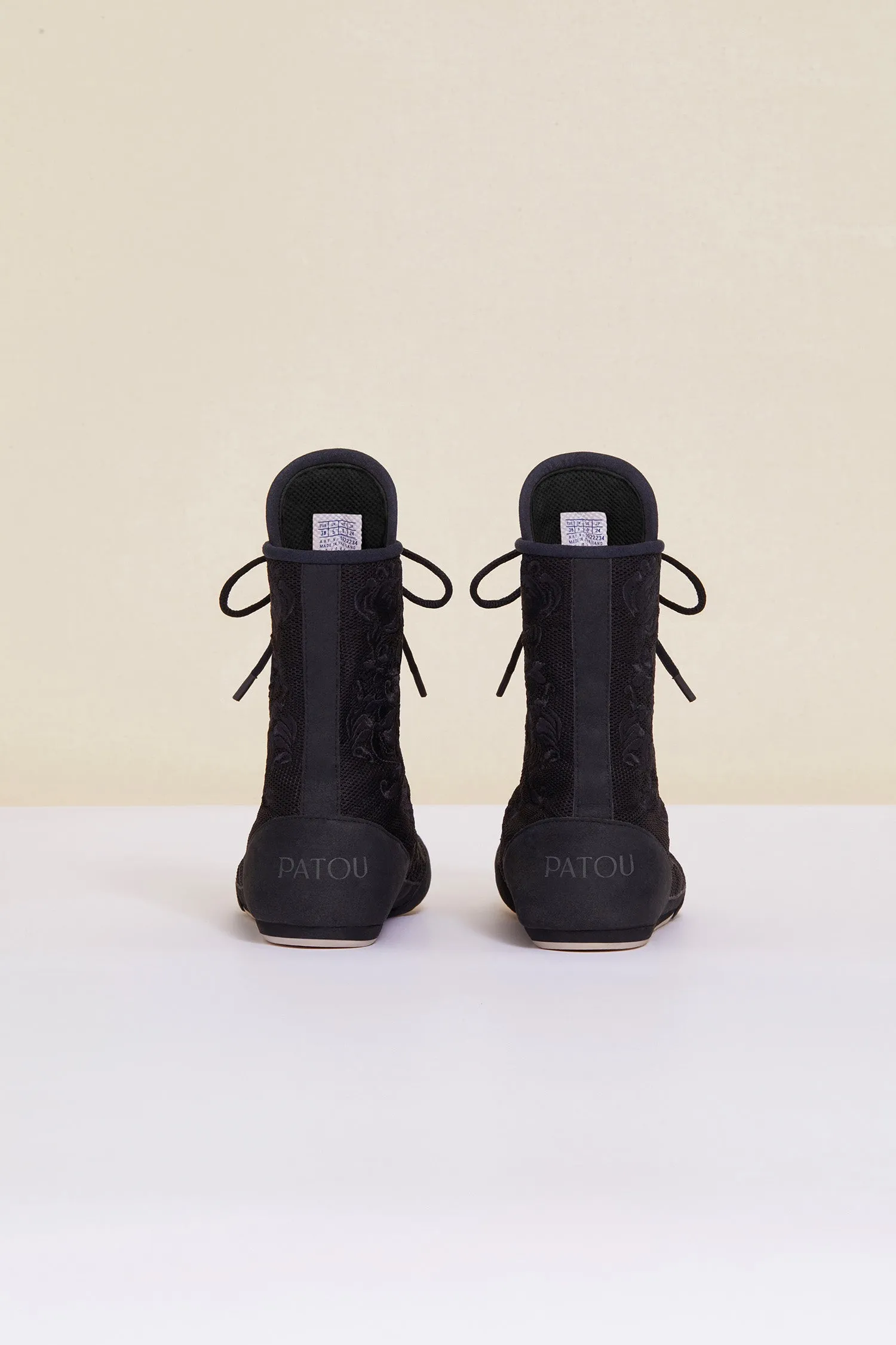 Embroidered high-top trainers - Black