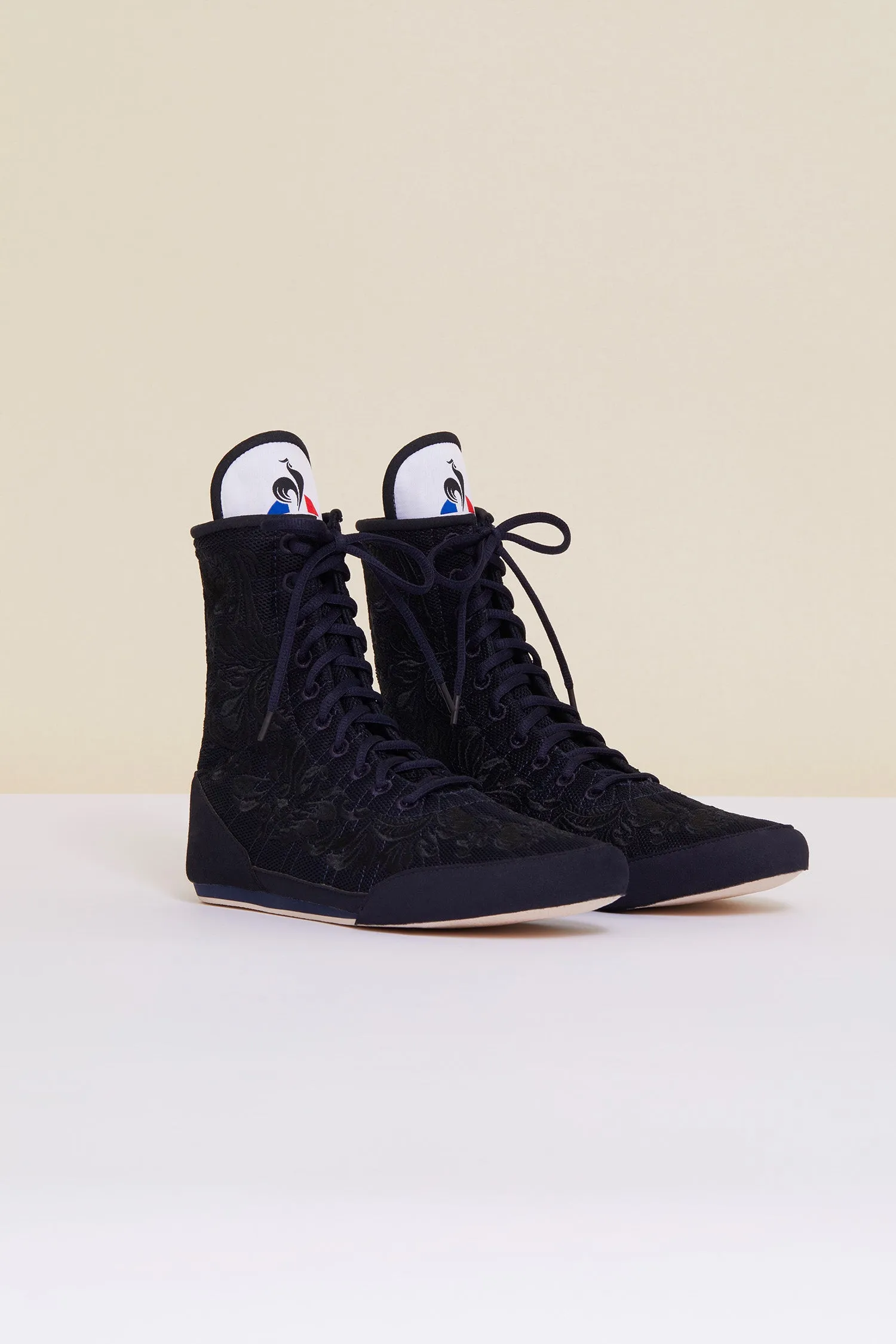 Embroidered high-top trainers - Navy