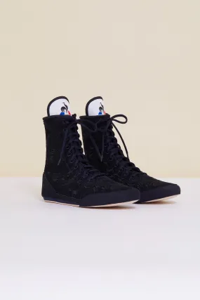 Embroidered high-top trainers - Navy