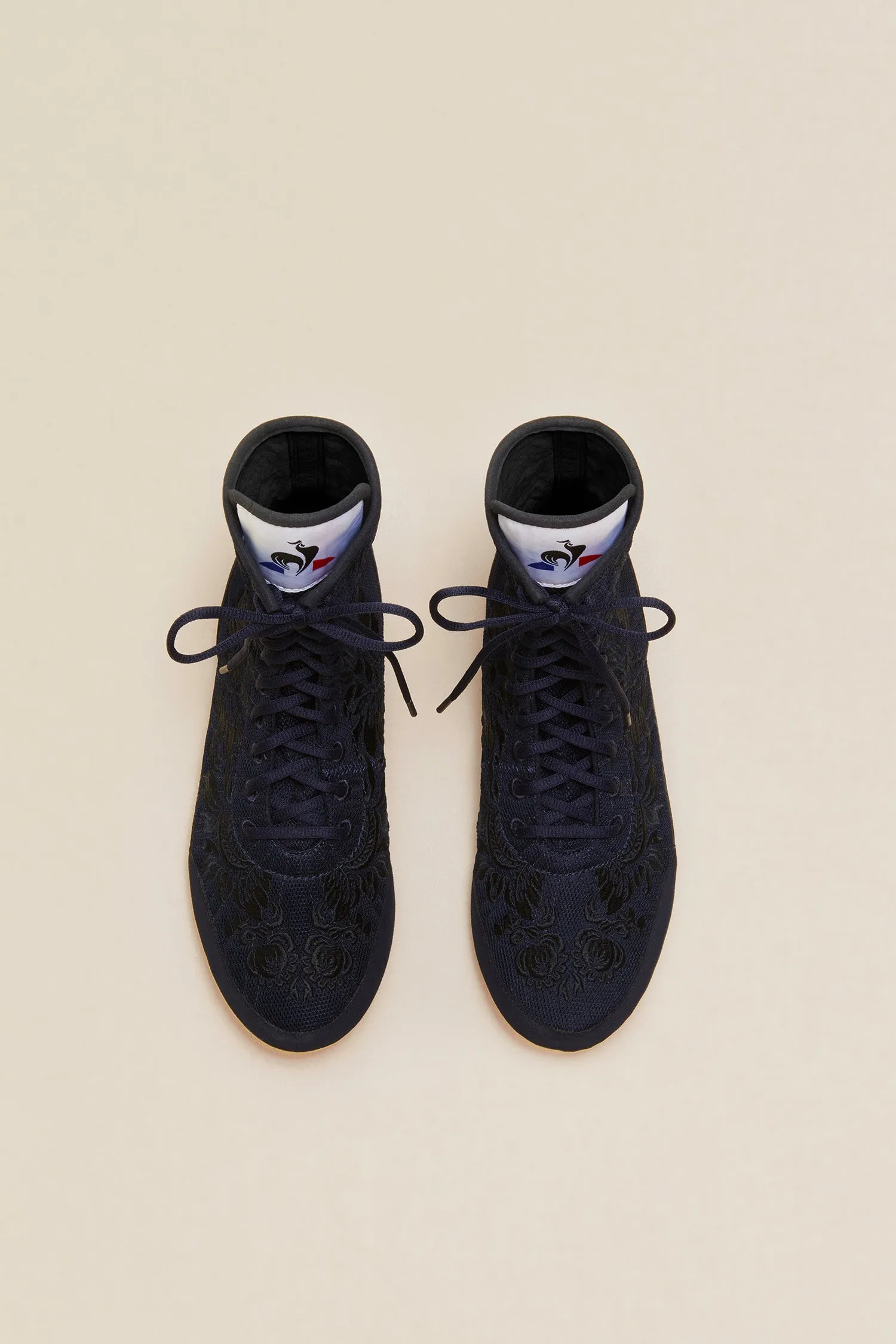 Embroidered high-top trainers - Navy