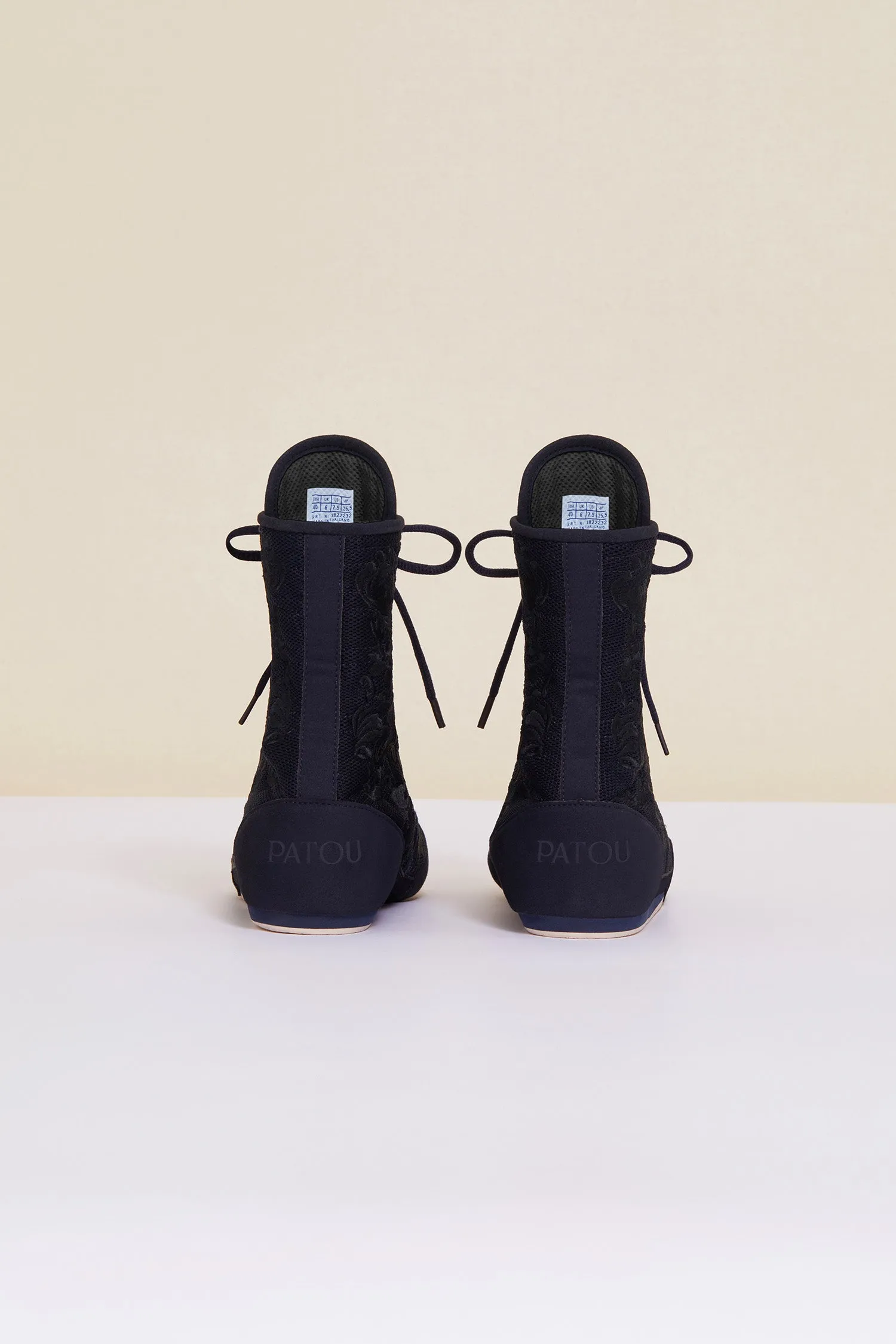 Embroidered high-top trainers - Navy