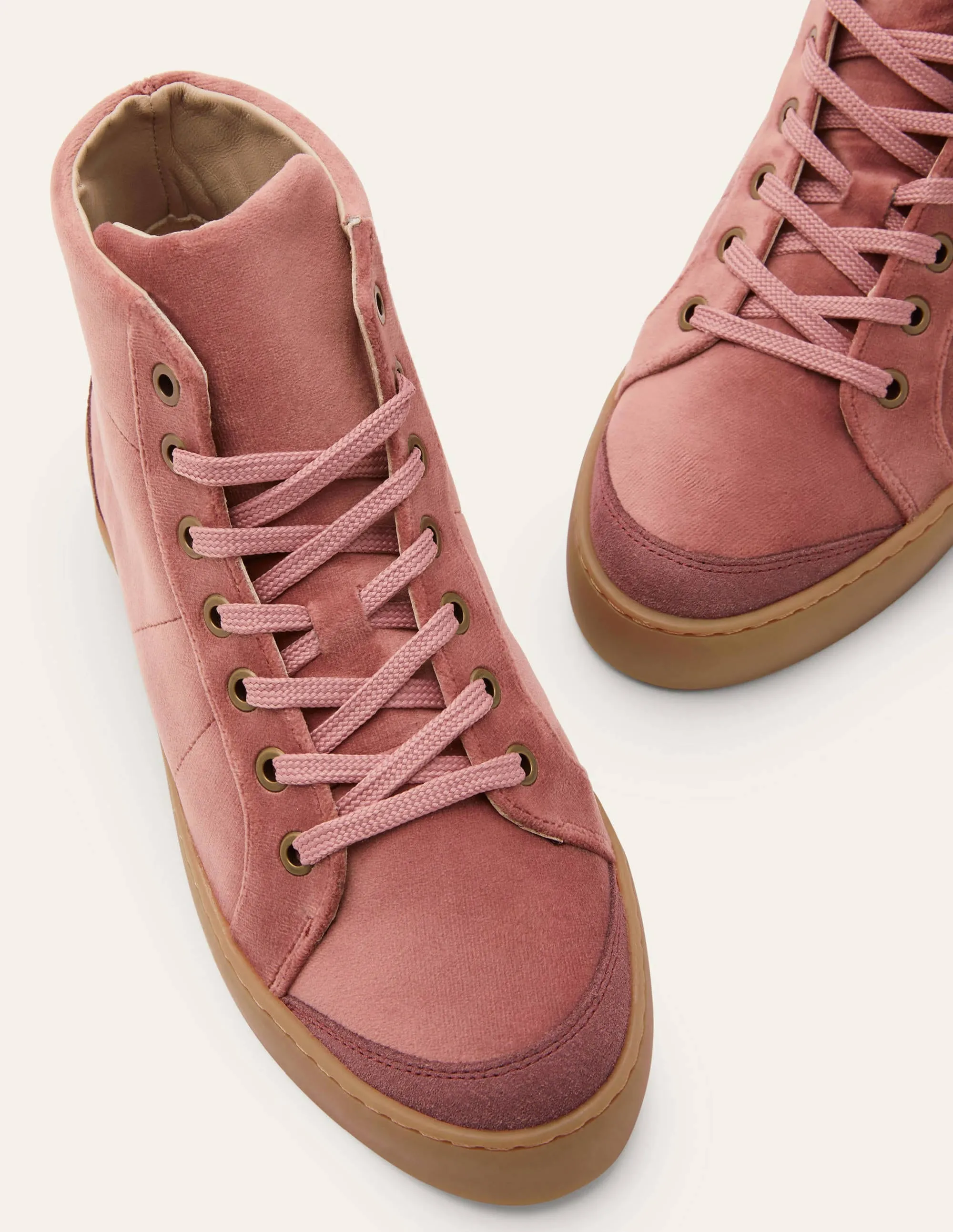 Emma Velvet High Top Trainers-Dusty Rose