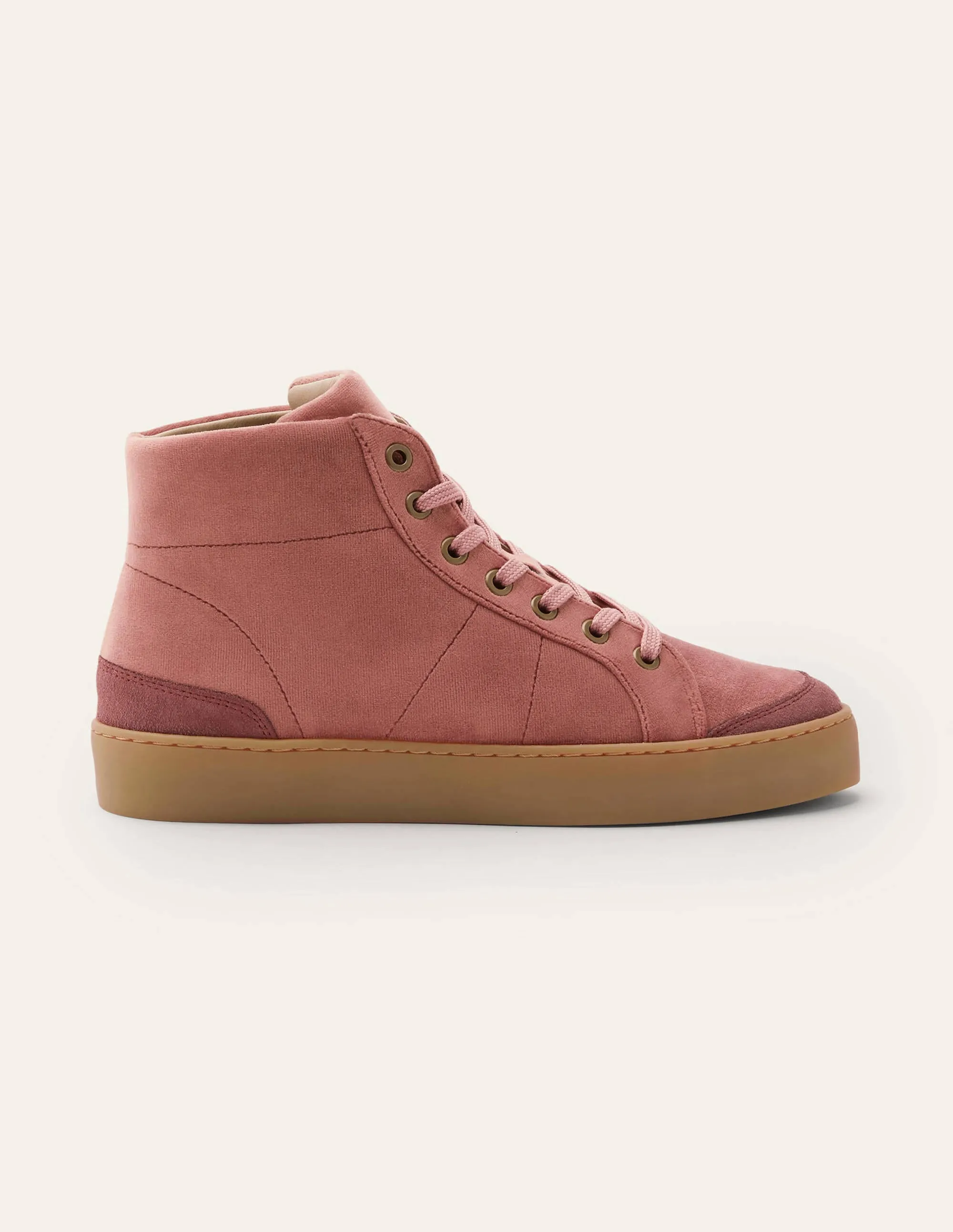 Emma Velvet High Top Trainers-Dusty Rose
