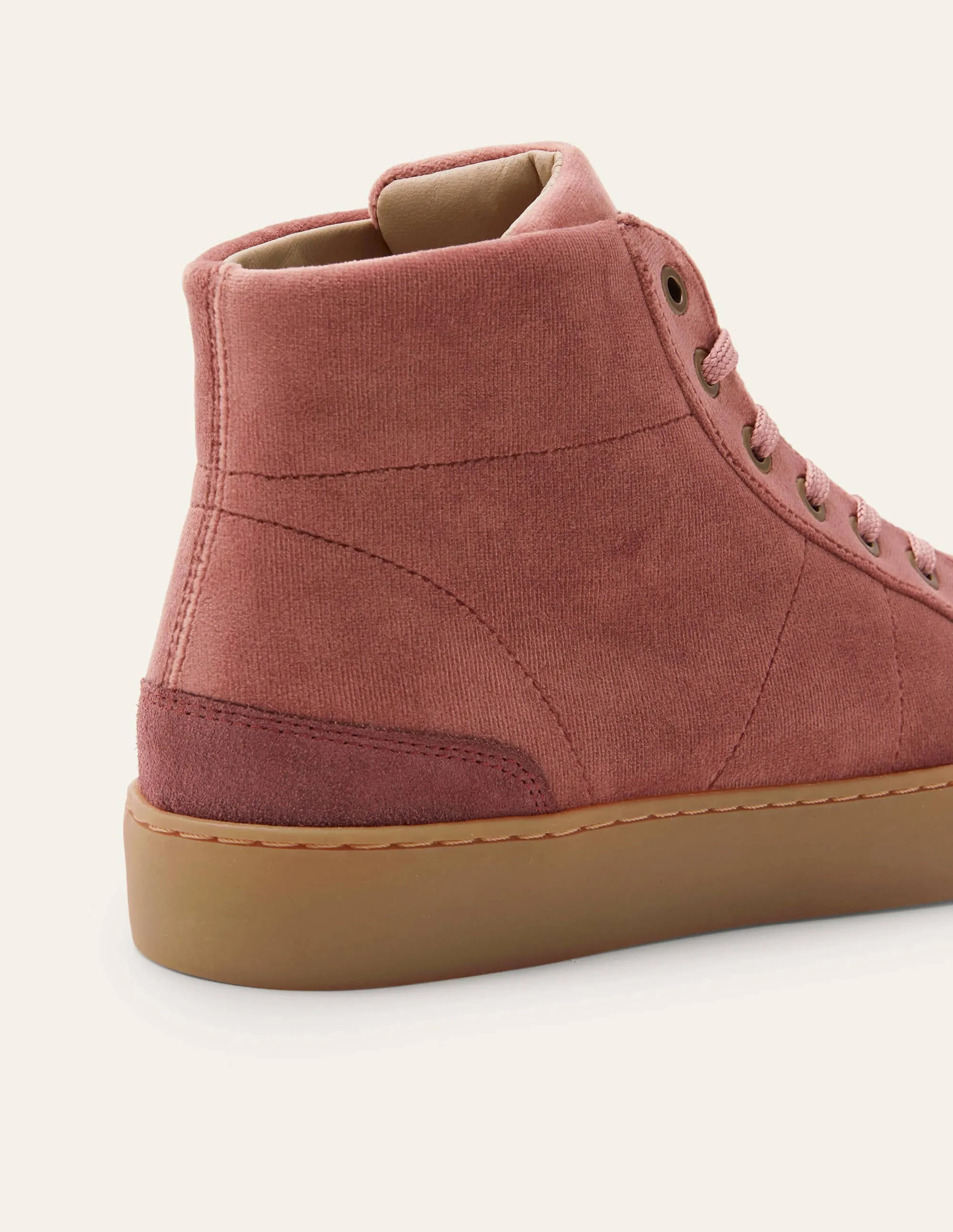 Emma Velvet High Top Trainers-Dusty Rose