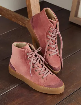 Emma Velvet High Top Trainers-Dusty Rose