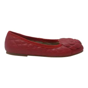Girls Red Quilted Flower Ballet Trendy Flats 7-10 Toddler