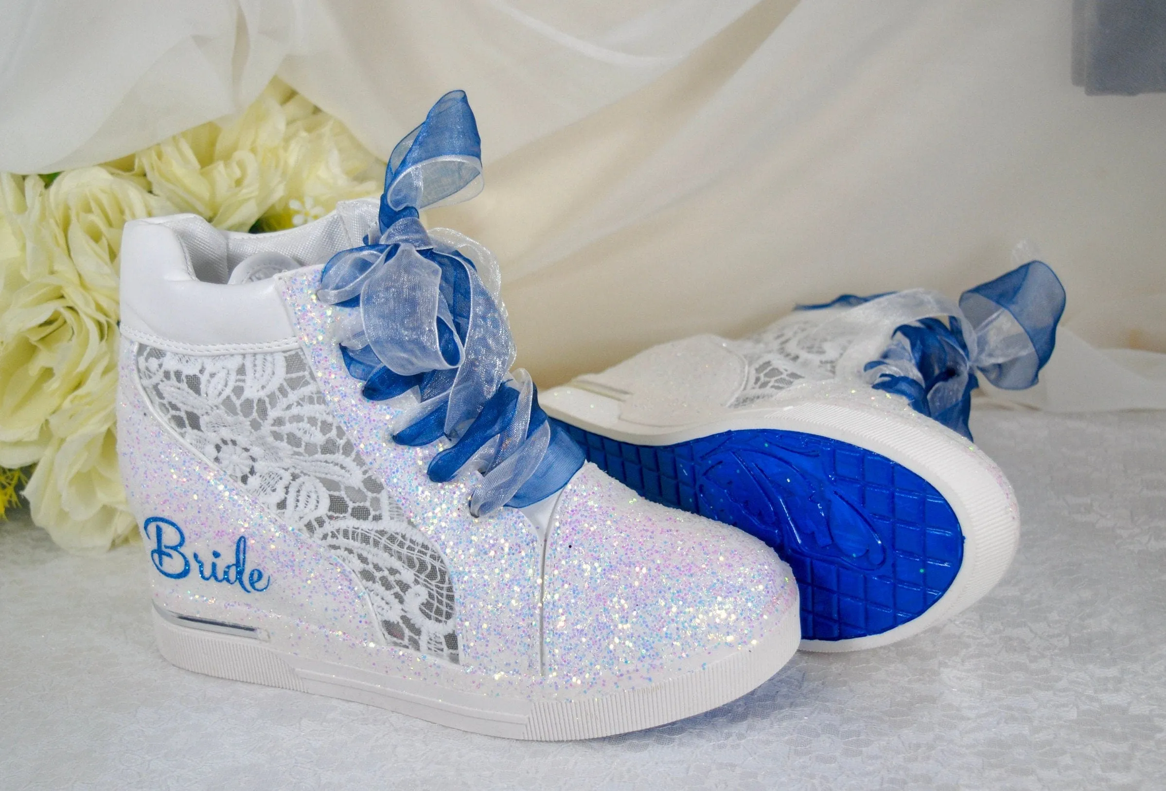 Glitter Wedge Wedding Trainers / Sneakers