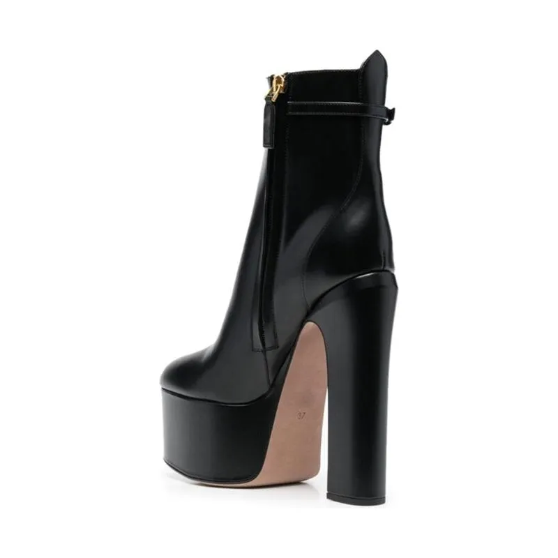 High-Heeled Women's Platform Ankle Strap Boots Catwalk Fashion