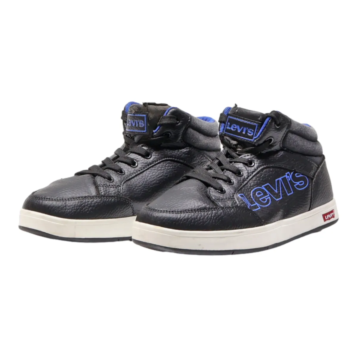 LEVI'S High Top Trainers Black Leather Mens UK 6