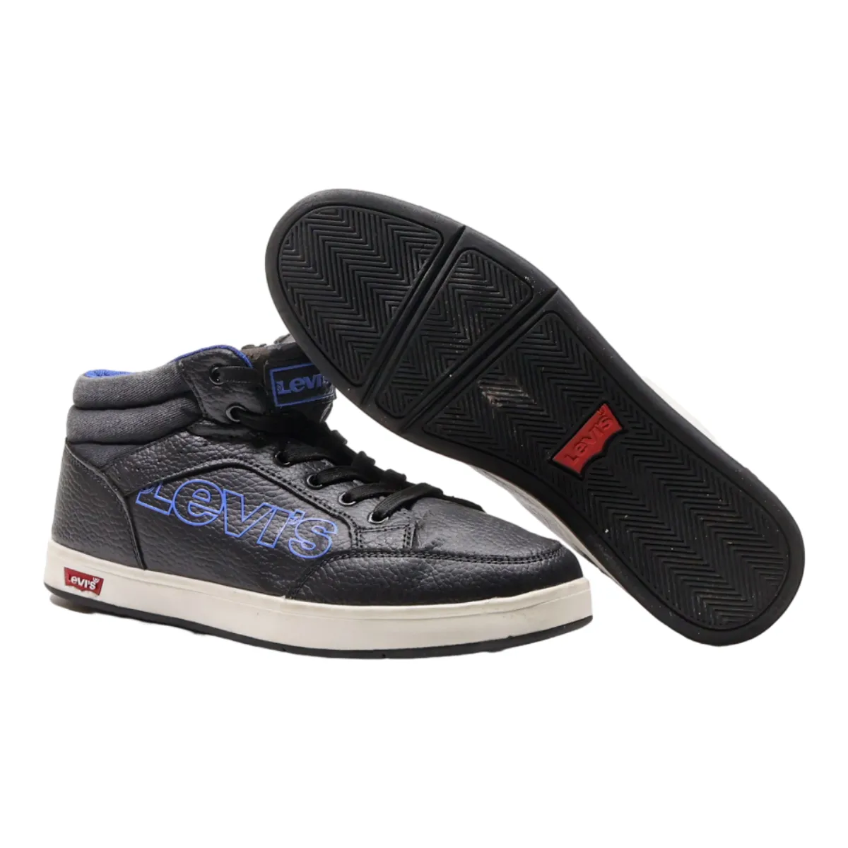 LEVI'S High Top Trainers Black Leather Mens UK 6