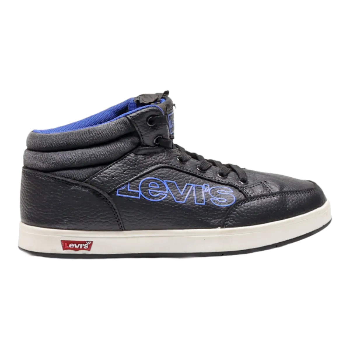 LEVI'S High Top Trainers Black Leather Mens UK 6