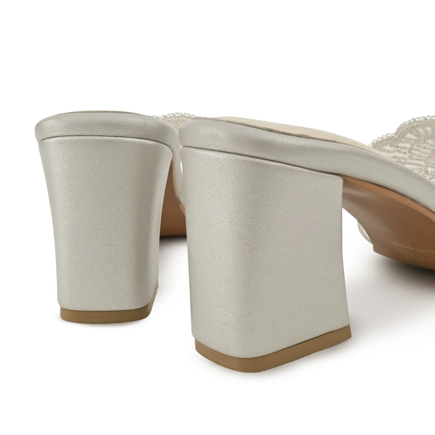 Liza Silver Beaded Heels