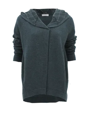 Long Sleeve Asymmetrical Cardigan with Hoodie