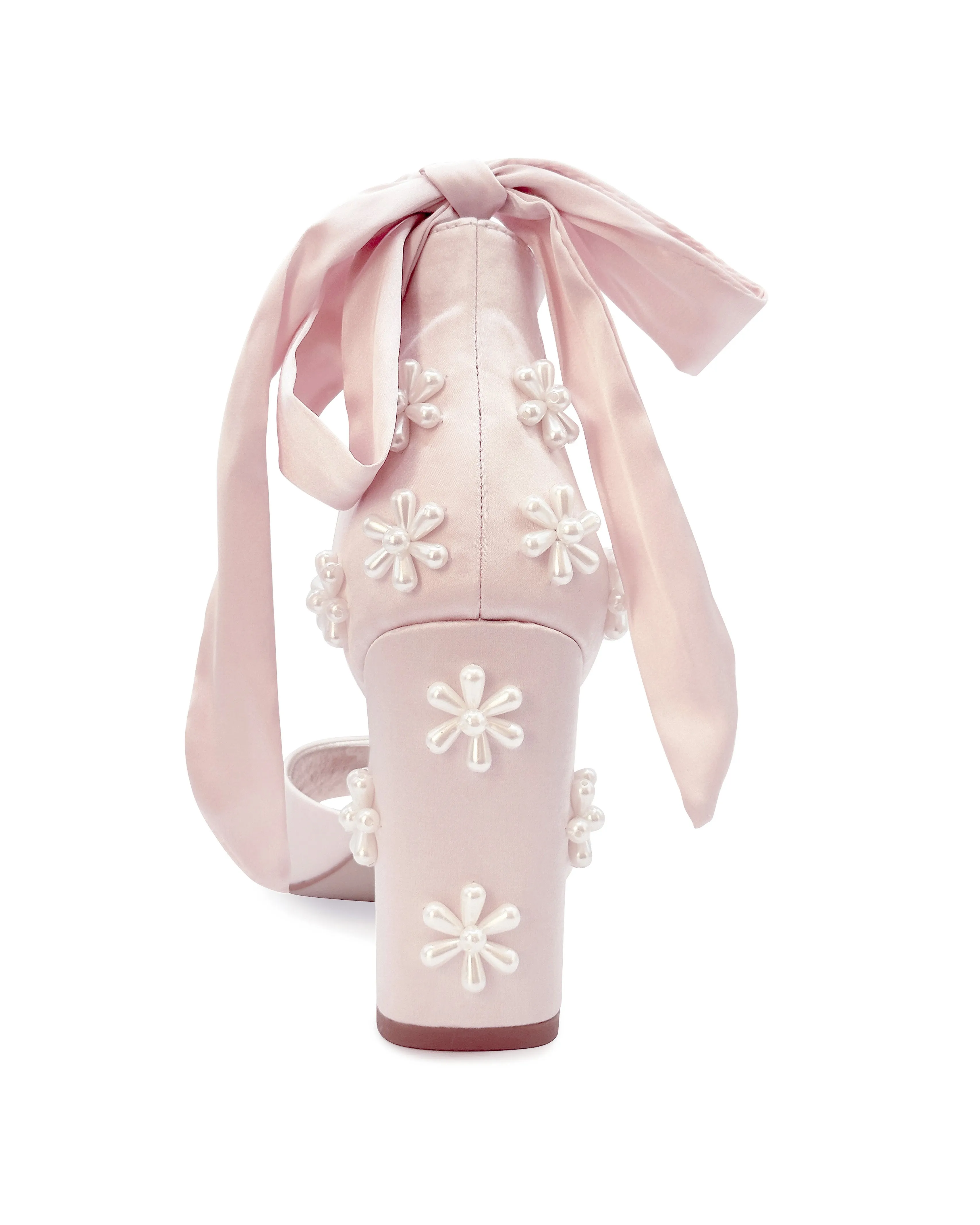 MELODY - PINK SATIN PEARL FLOWER BRIDAL SHOES