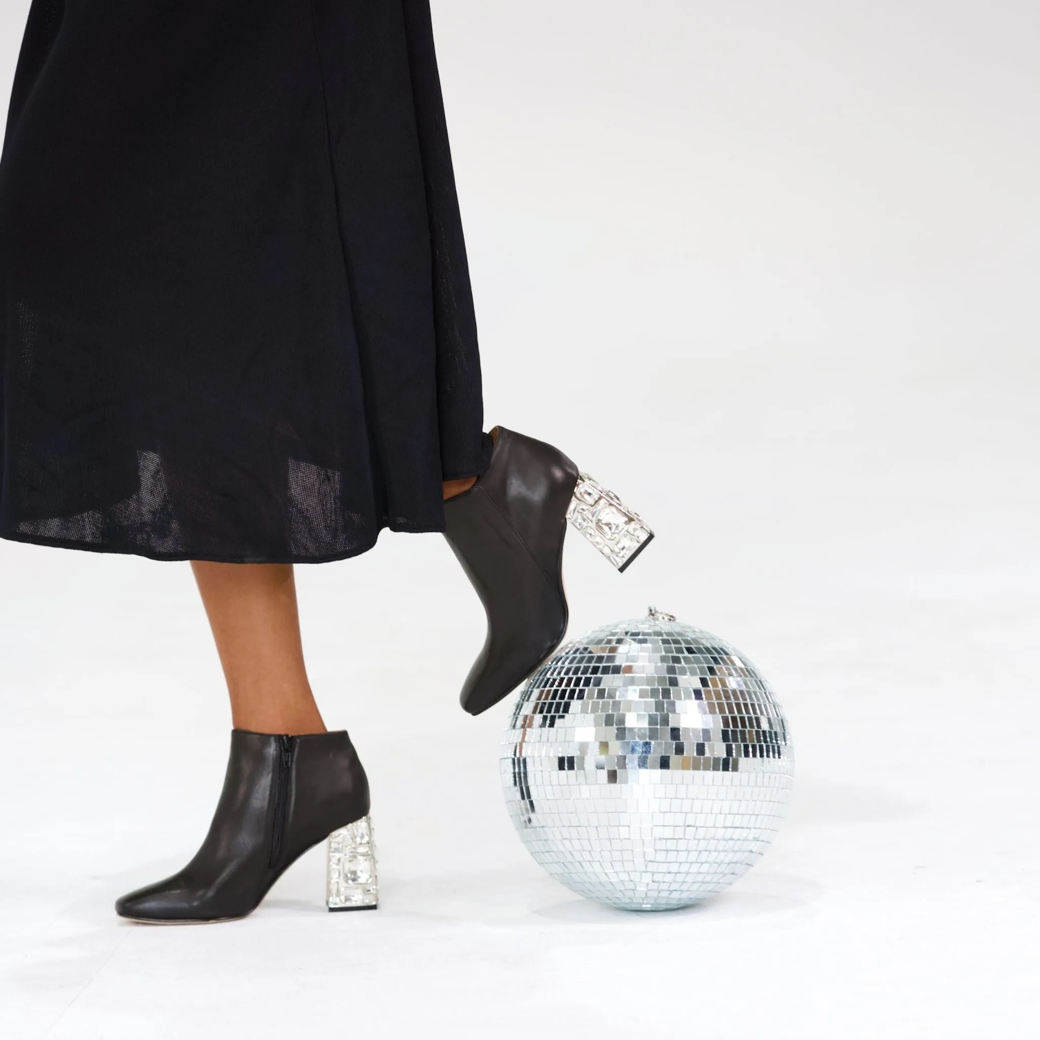 Porpoise Black Leather Ankle Boots