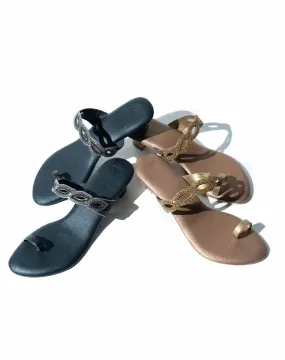 Sandal mid heel - Beaded toe-ring
