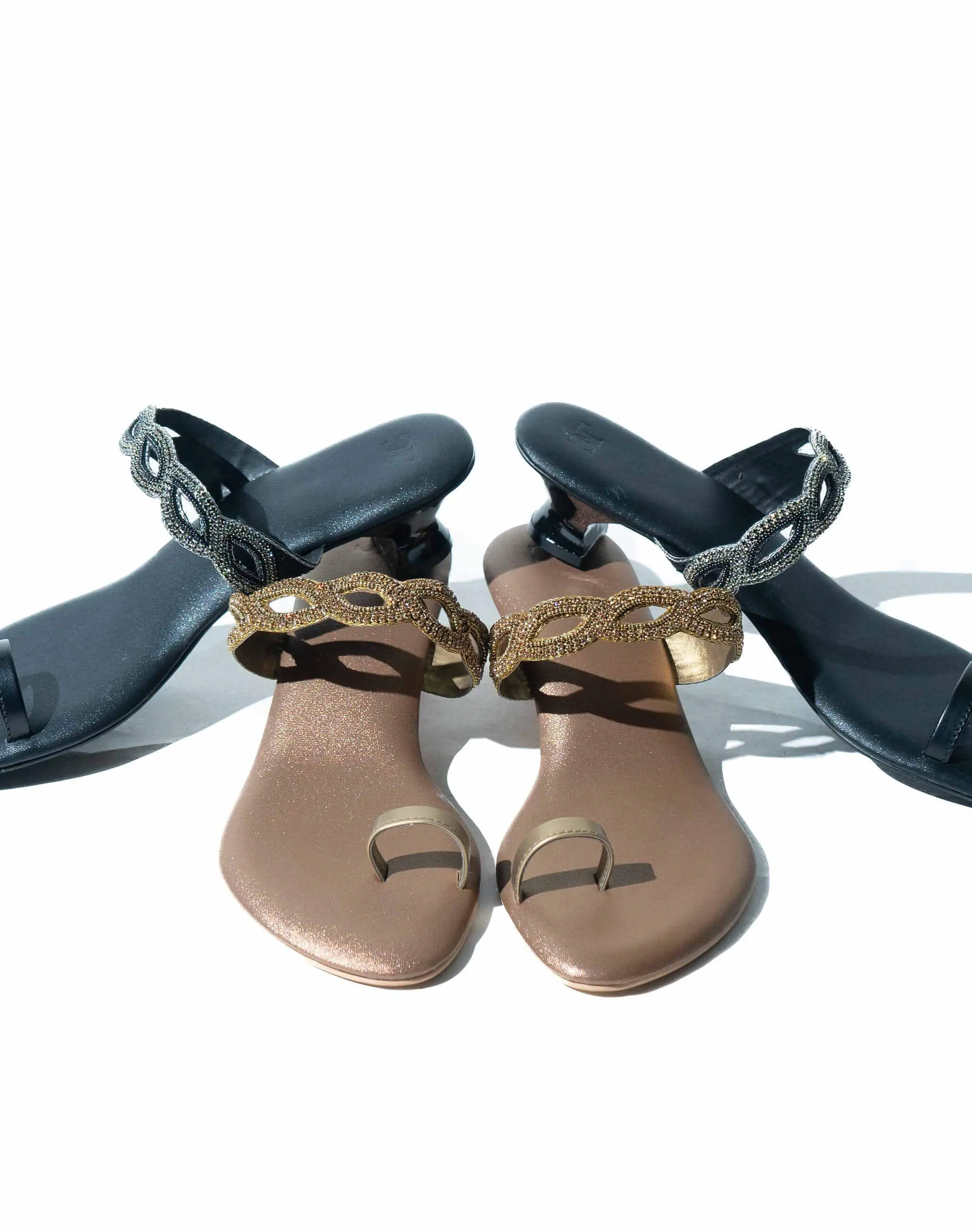 Sandal mid heel - Beaded toe-ring