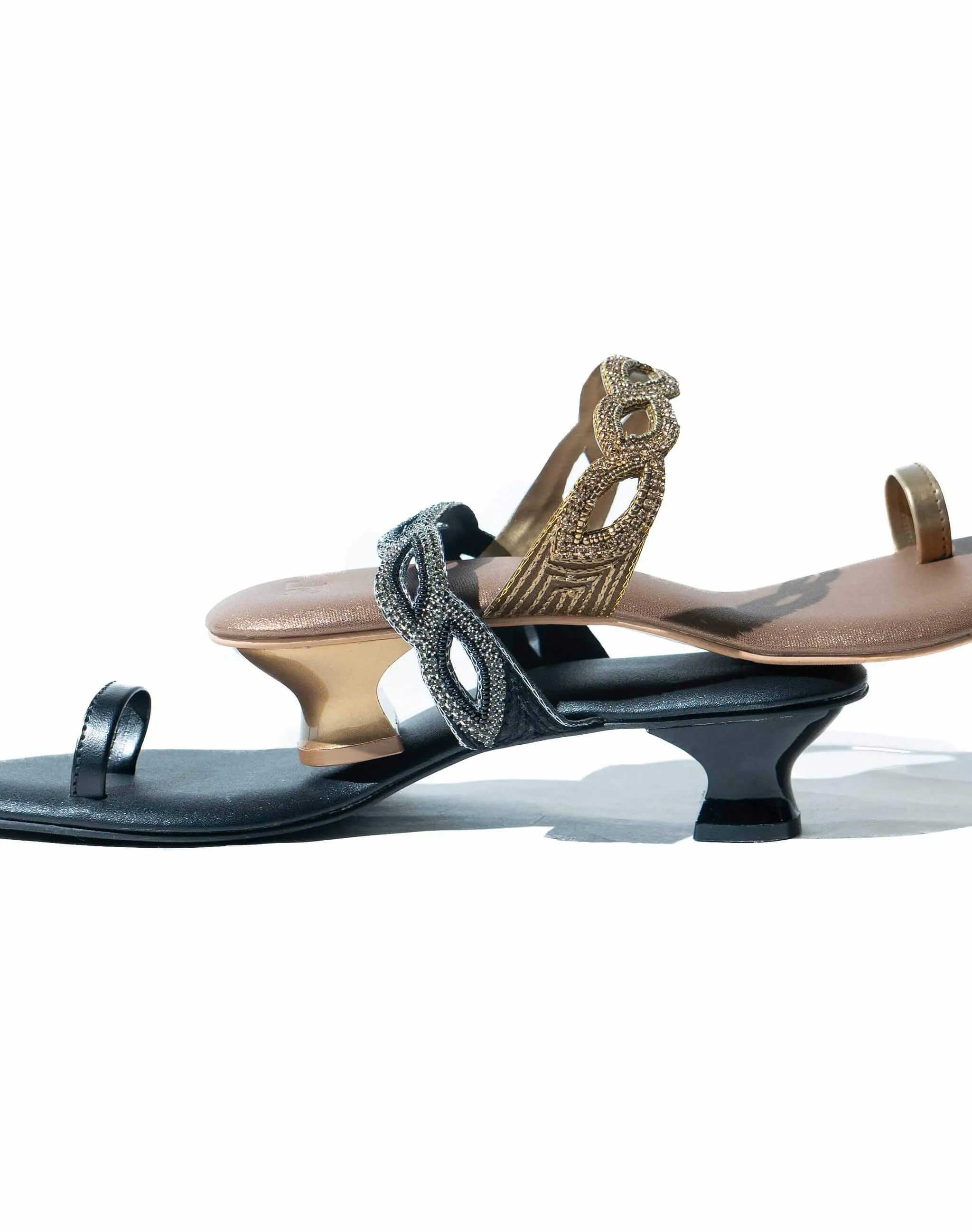 Sandal mid heel - Beaded toe-ring