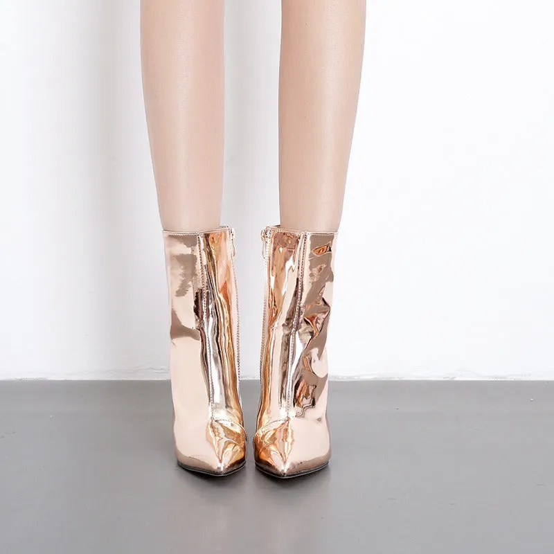 Silver Black Sexy Ankle boots for Women High heels