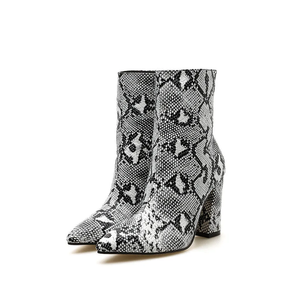 Silver Black Sexy Ankle boots for Women High heels
