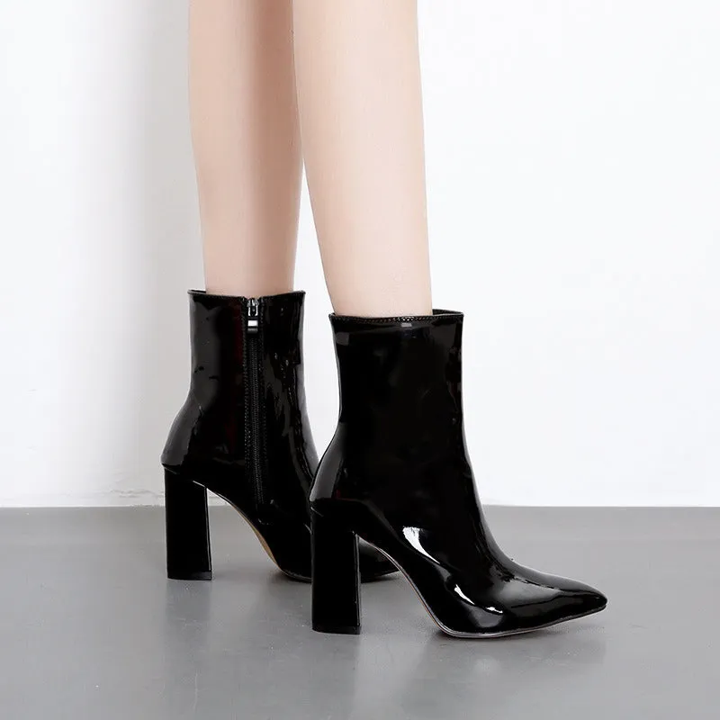 Silver Black Sexy Ankle boots for Women High heels