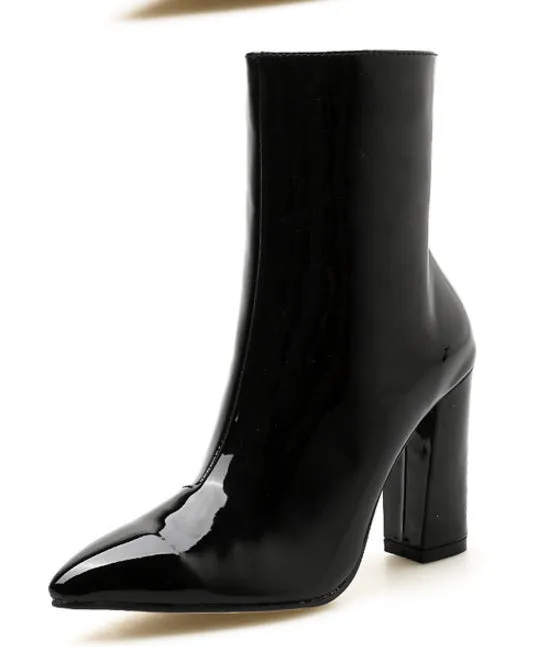 Silver Black Sexy Ankle boots for Women High heels
