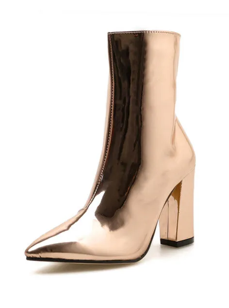 Silver Black Sexy Ankle boots for Women High heels