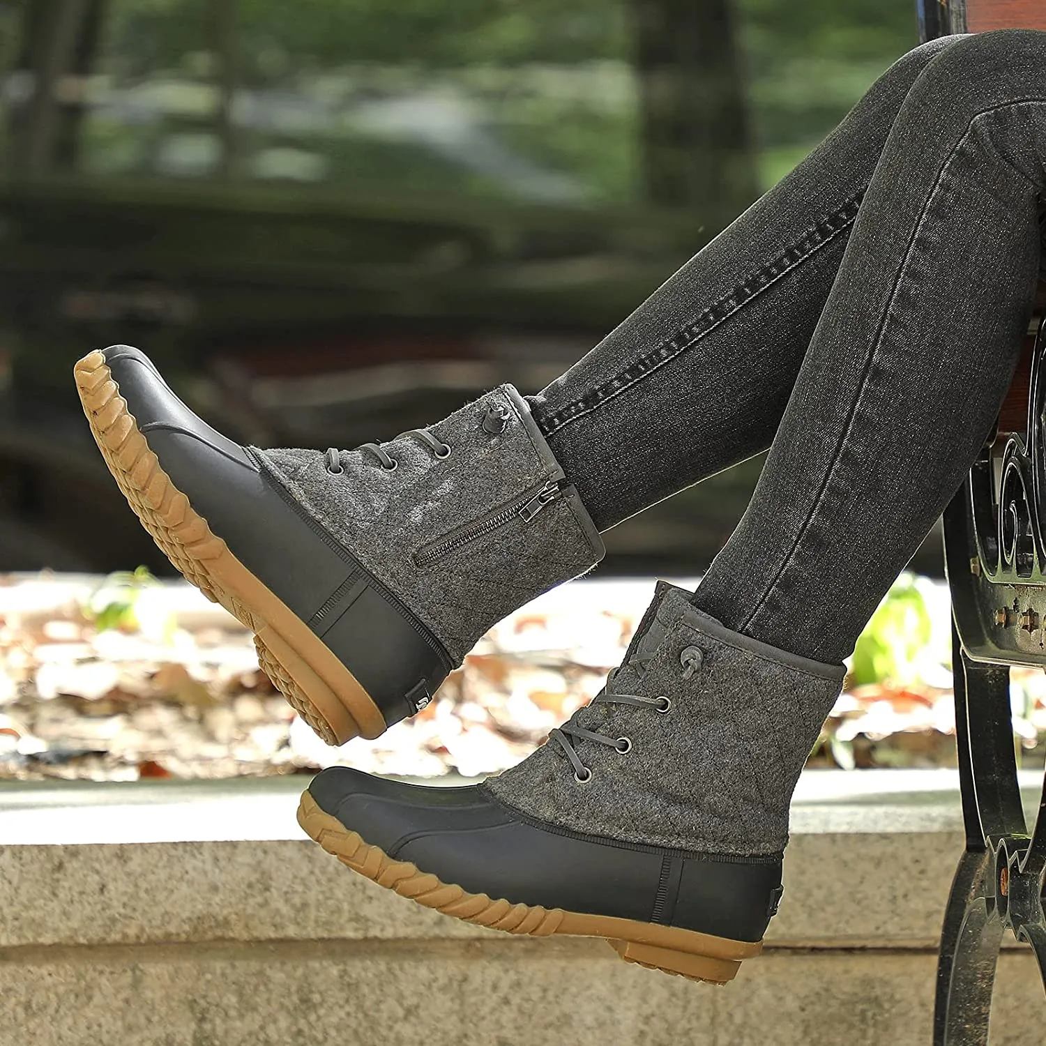STQ Duck Boots Women Winter Snow Boots Waterproof Insulated with Zipper