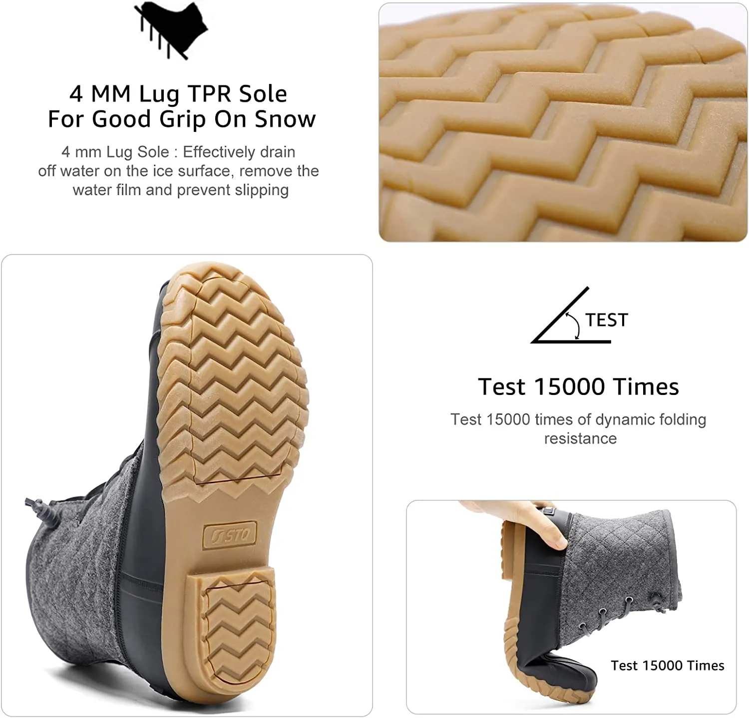 STQ Duck Boots Women Winter Snow Boots Waterproof Insulated with Zipper