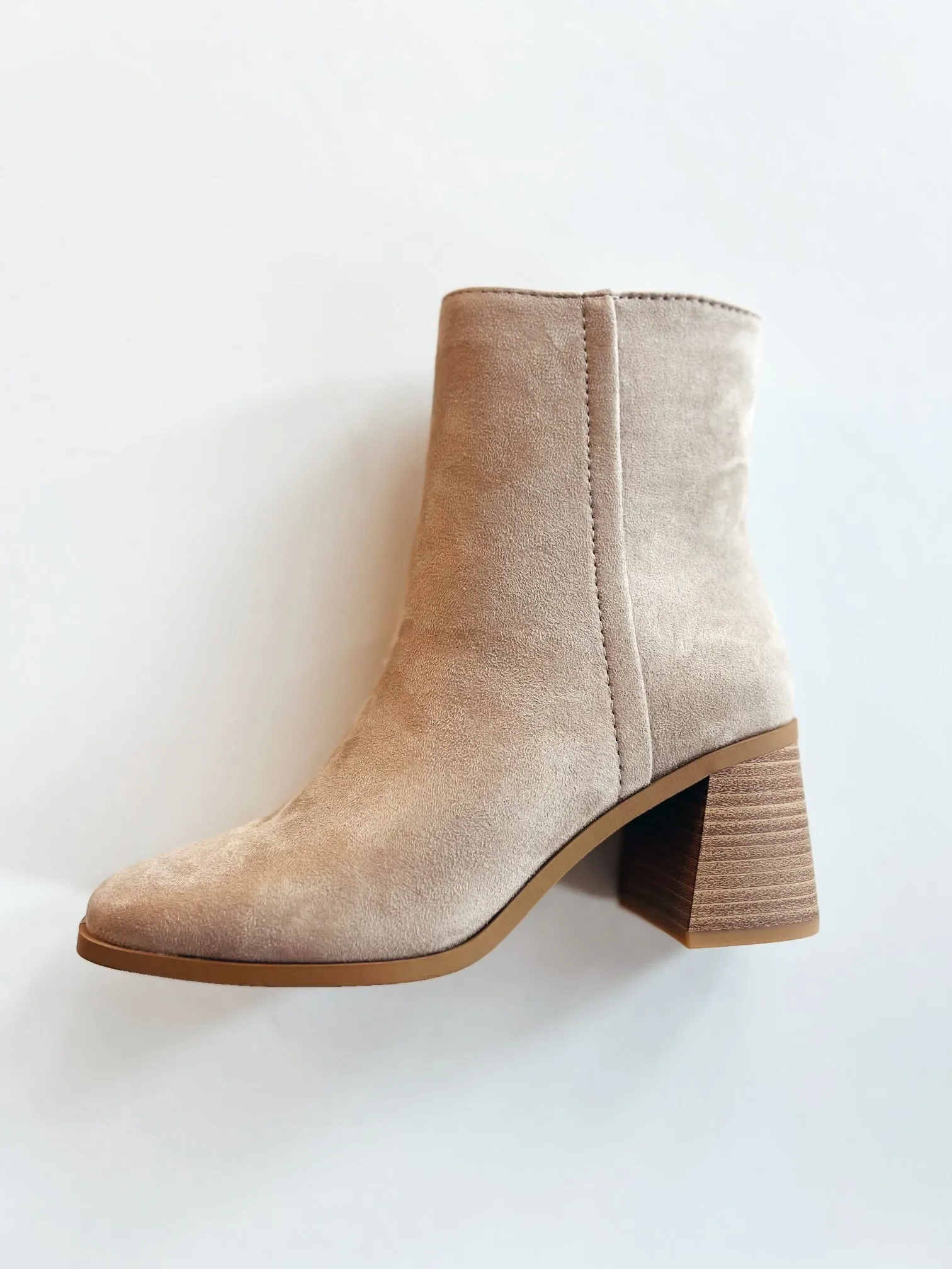 Taupe high ankle bootie