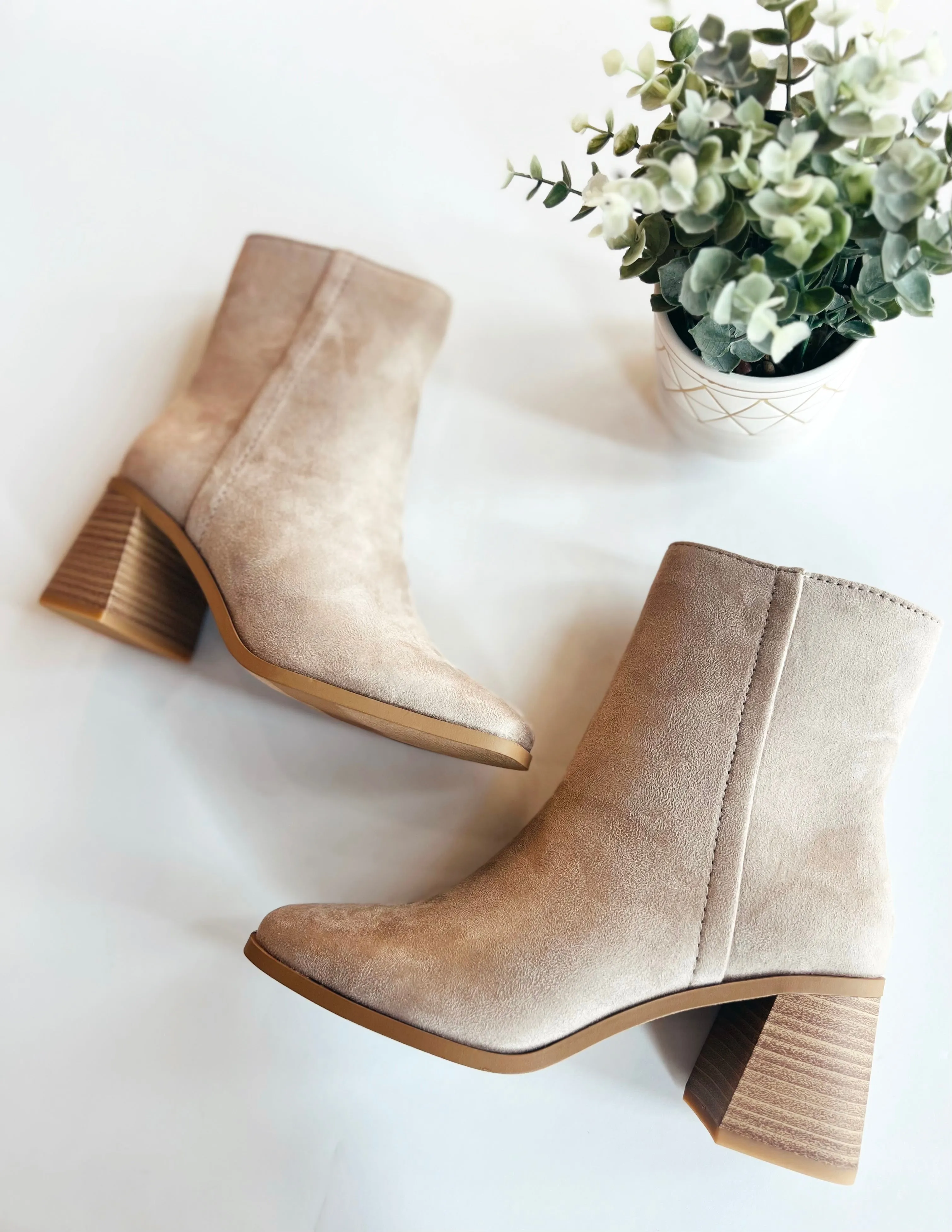 Taupe high ankle bootie
