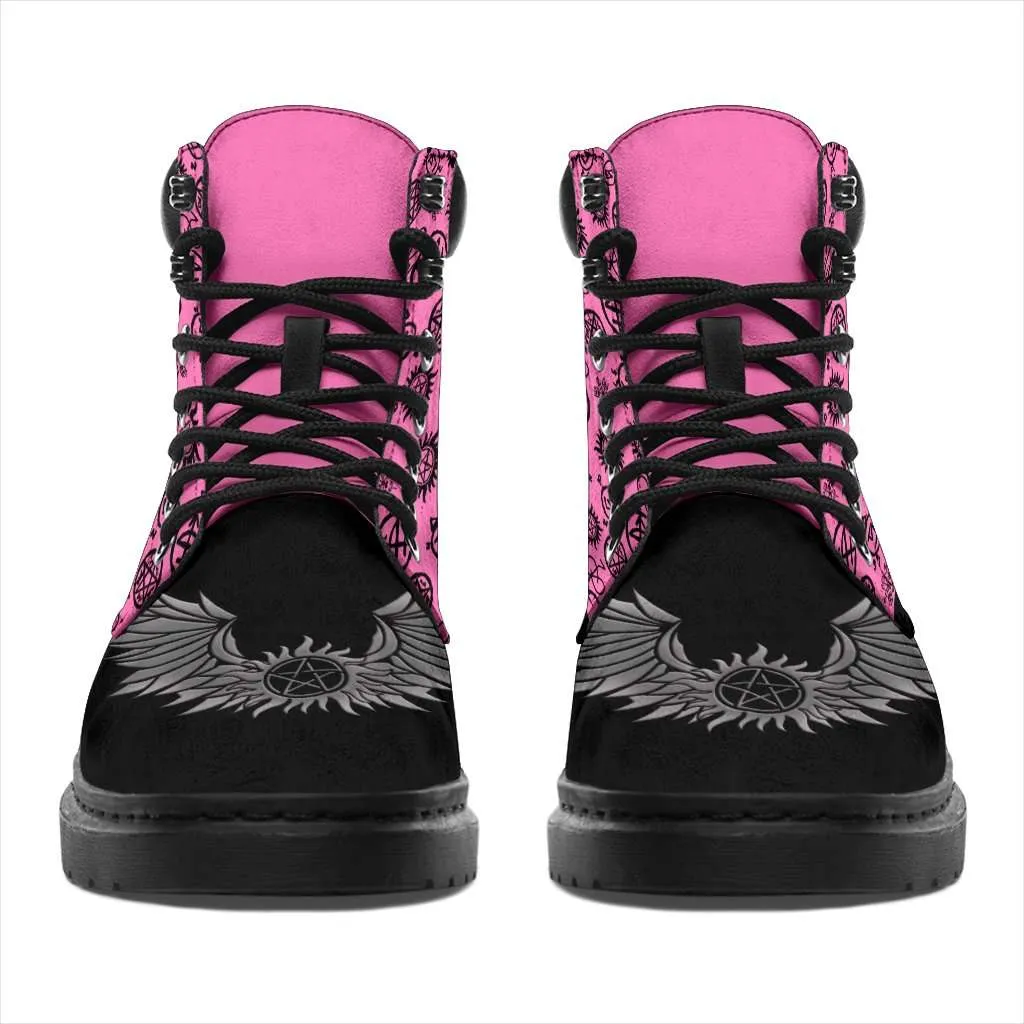 Your Photo Here All Weather Micro Suede Lace Up Boots